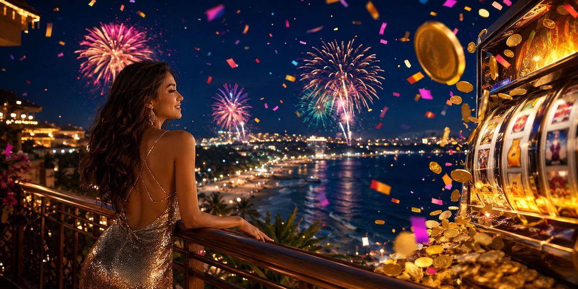 Permainan slot di pantai dengan suasana cerah yang menggambarkan hiburan kasual anggota aktif