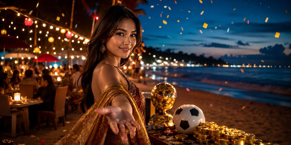 Suasana malam yang ramai dengan layar taruhan sepak bola di pasar malam Vietnam